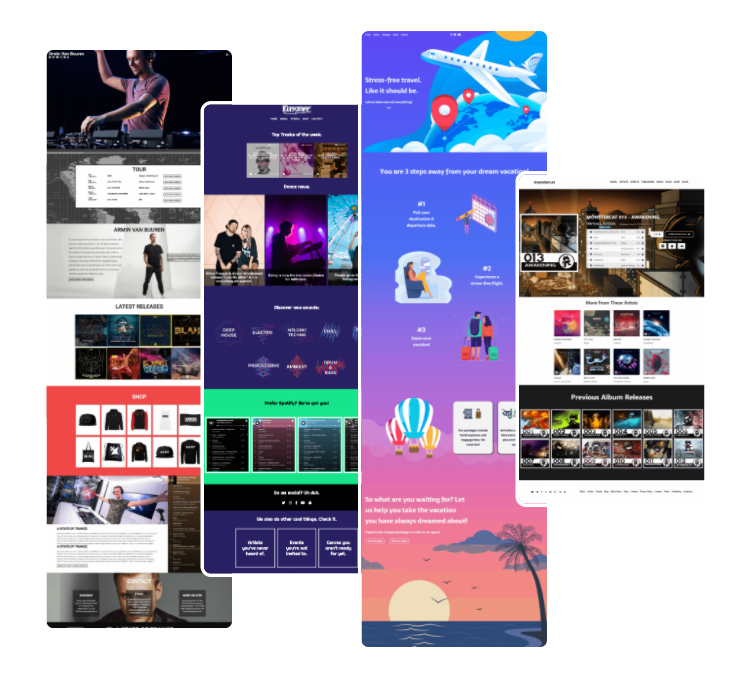 collage of websites